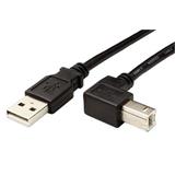 USB 2.0 kabel A-B, 1m, černý, lomený konektor B
