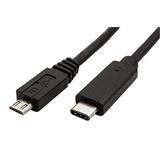 USB 2.0 kabel microUSB B(M) - USB C(M), 2m, černý