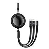 USB-C cable 3in1 Baseus Bright Mirror to micro USB / USB-C / Lightning, 100W, 1.2m (black)